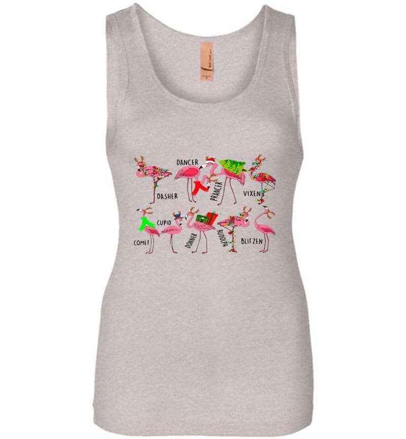 Inktee Store - Flamingo Merry Christmas Womens Jersey Tank Top Image