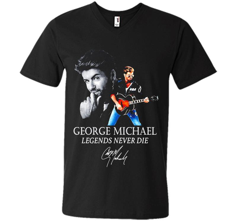 George Michael Legends Never Die Signature V-Neck T-Shirt