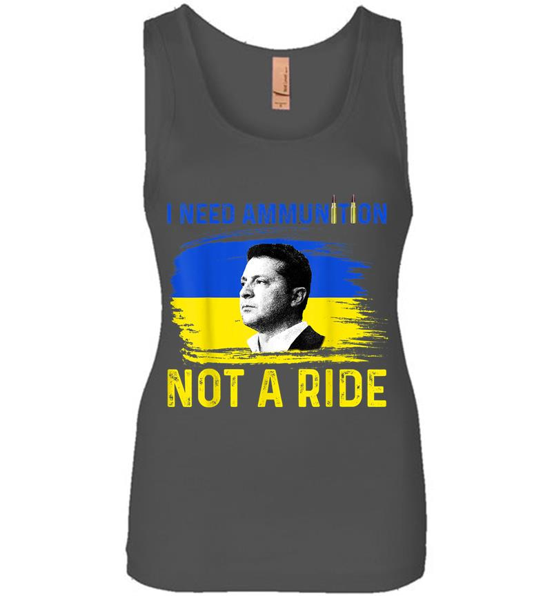 Inktee Store - I Need Ammunition Not A Ride Ukraine President Zelenskyy Women Jersey Tank Top Image