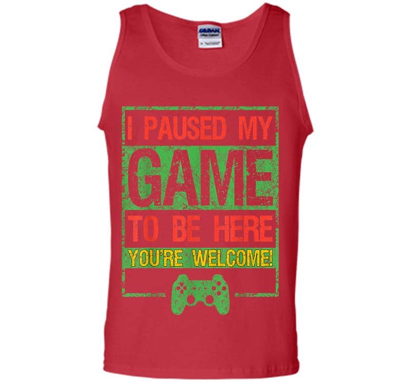 Inktee Store - I Paused My Game To Be Here For Men Kids Funny Gamers Mens Tank Top Image