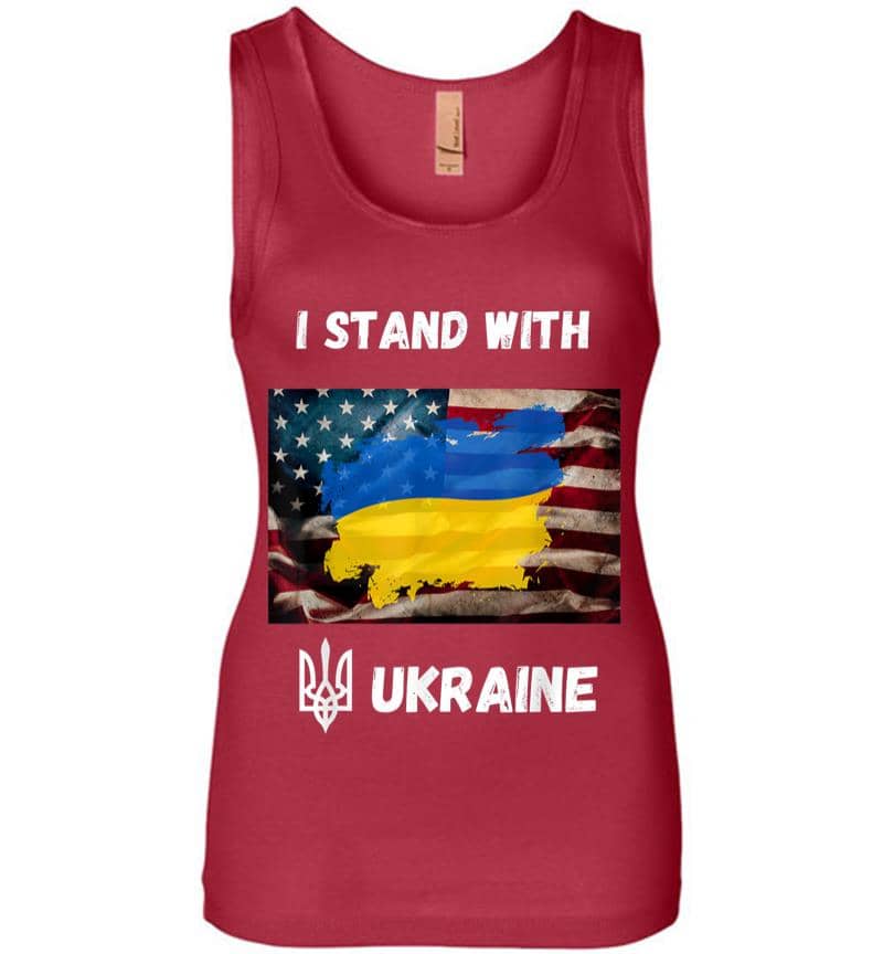 Inktee Store - I Stand With Ukraine American Friendship Flag Roots Women Jersey Tank Top Image