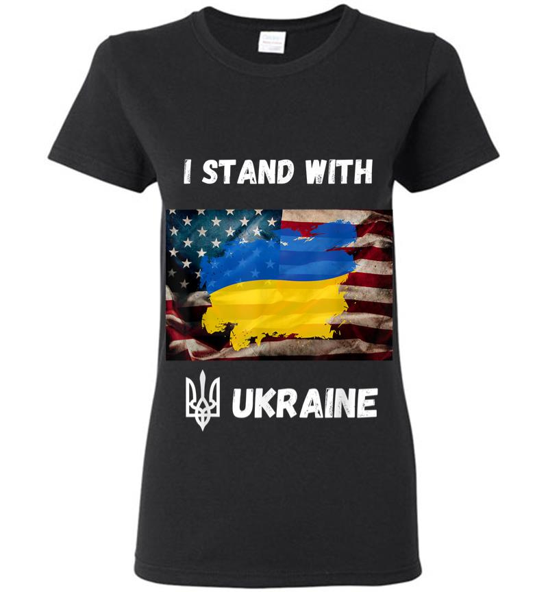 I Stand With Ukraine American Friendship Flag Roots Women T-Shirt
