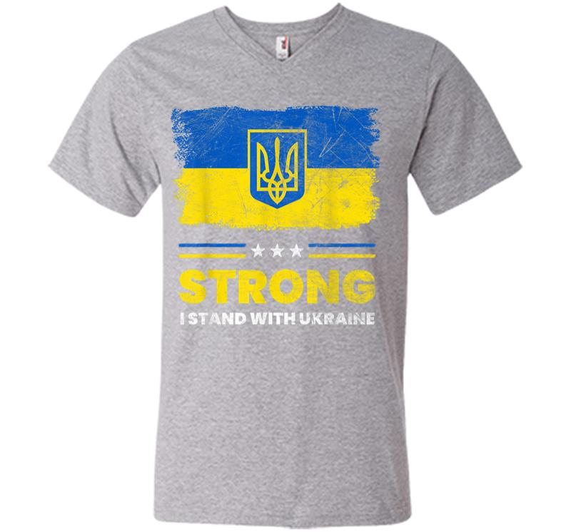 Inktee Store - I Stand With Ukraine Flag Ukrainian Flag Ukraine V-Neck T-Shirt Image