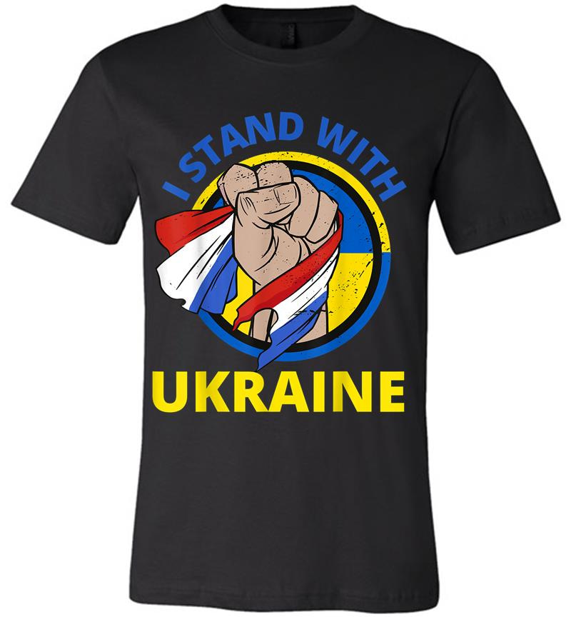 I Stand With Ukraine Support Ukrainian American Premium T-Shirt