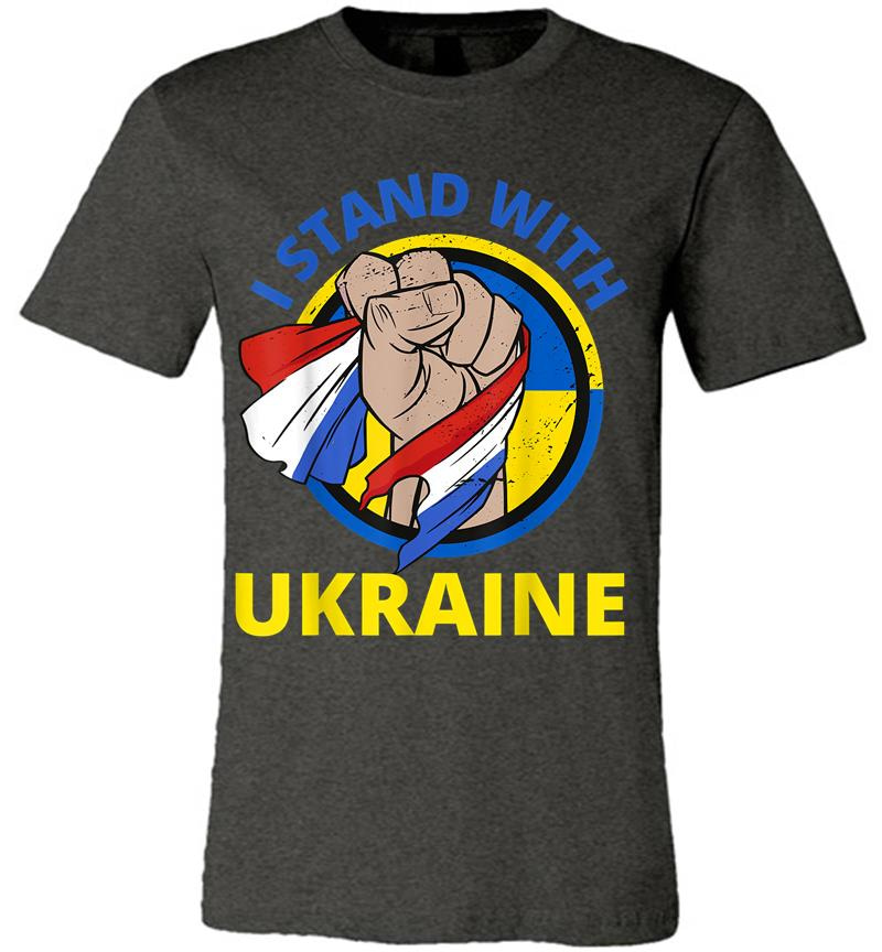 Inktee Store - I Stand With Ukraine Support Ukrainian American Premium T-Shirt Image