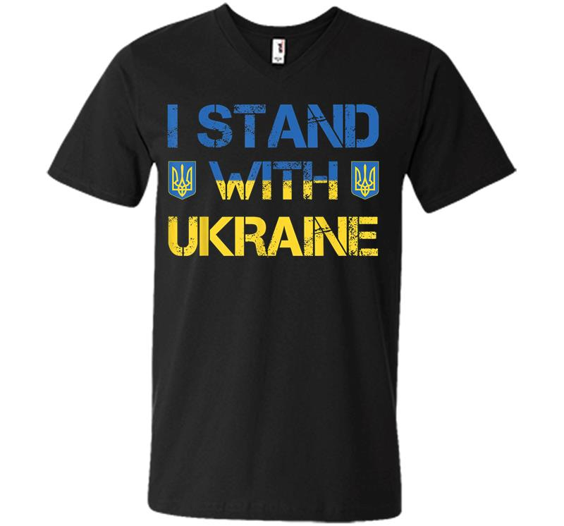 I Stand With Ukraine Ukrainian Flag Supporting Ukraine V-Neck T-Shirt