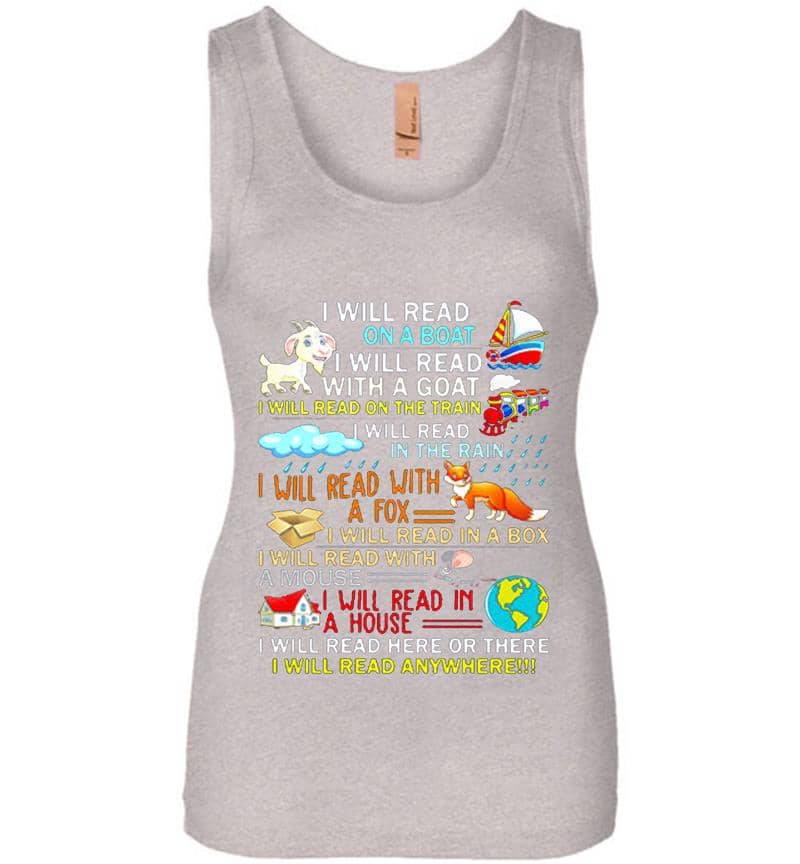 Inktee Store - I Will Read Here Or There I Will Read Anywhere Womens Jersey Tank Top Image