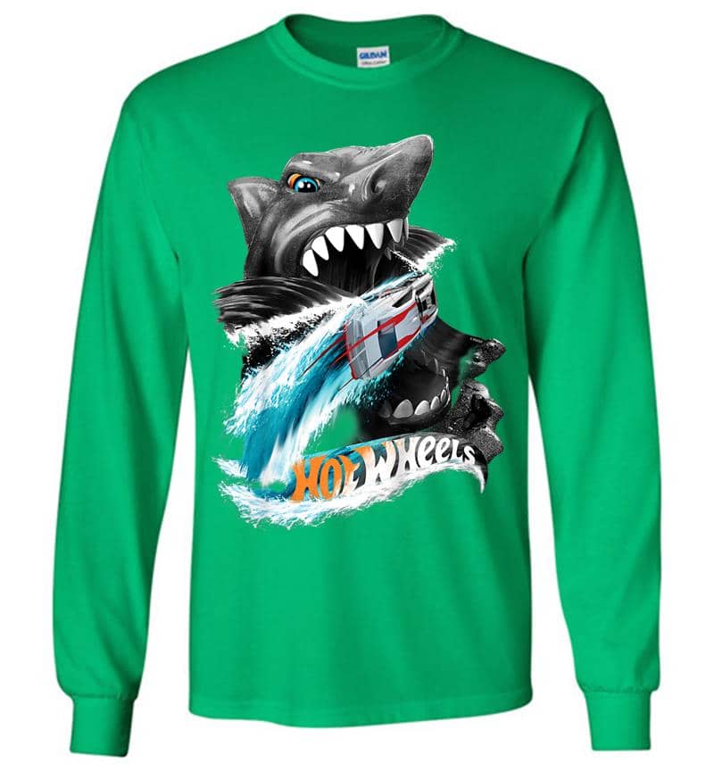 Inktee Store - Kinder Hot Wheels Jungs Shark Viele Grenfarben Long Sleeve T-Shirt Image