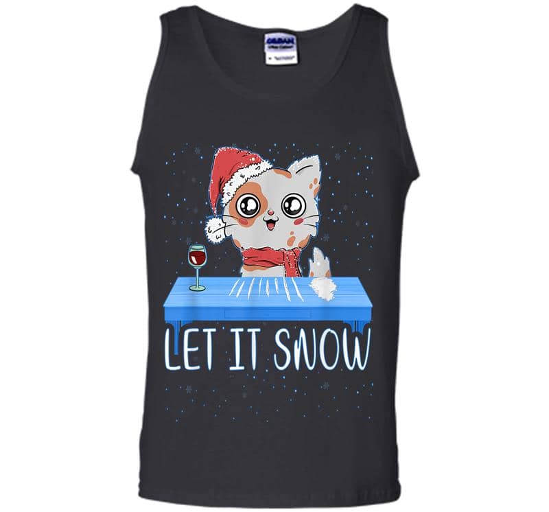 Inktee Store - Let It Snow Santa Cocaine Adult Humor Cat Kitten Funny Gag Mens Tank Top Image
