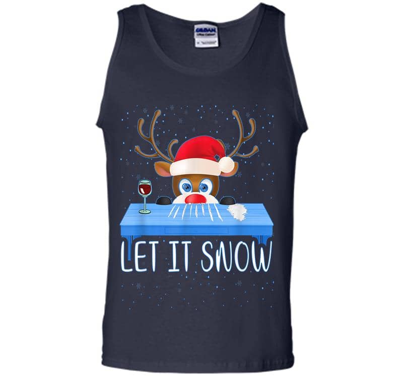 Inktee Store - Let It Snow Santa Cocaine Adult Humor Reindeer Funny Gag Mens Tank Top Image