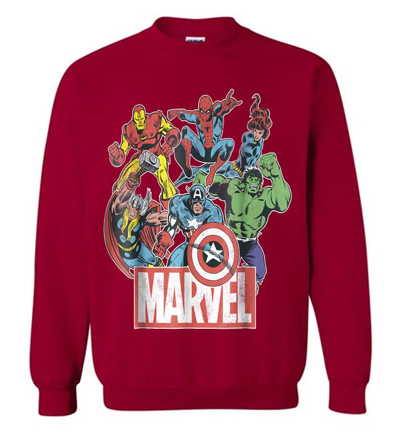 Inktee Store - Marvel Avengers Team Retro Comic Vintage Graphic Sweatshirt Image