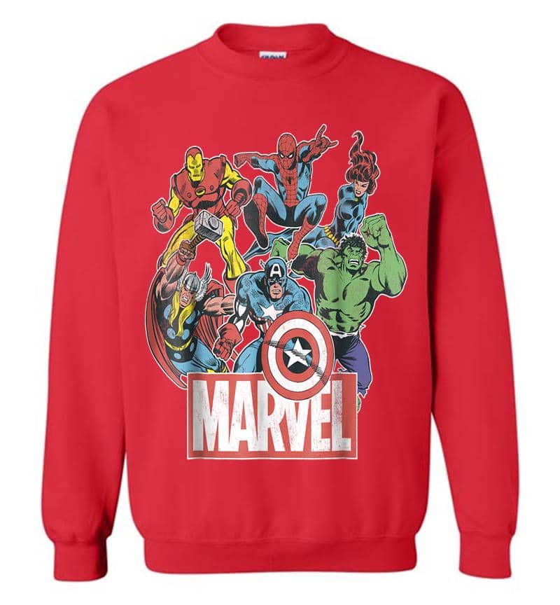 Inktee Store - Marvel Avengers Team Retro Comic Vintage Graphic Sweatshirt Image