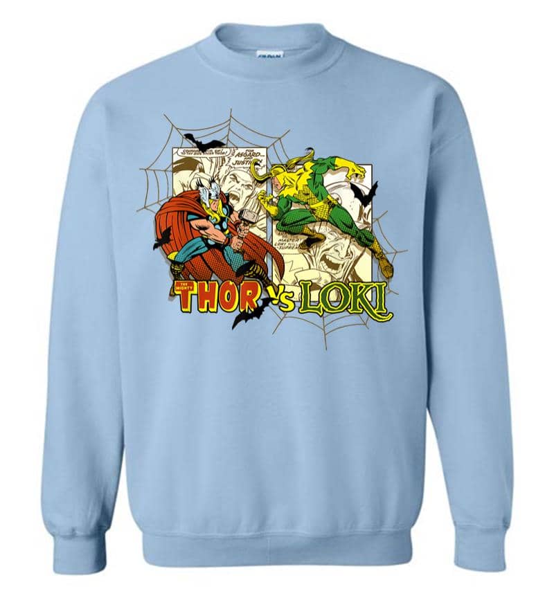 Inktee Store - Marvel Thor Loki Halloween Bats Webs Retro Sweatshirt Image