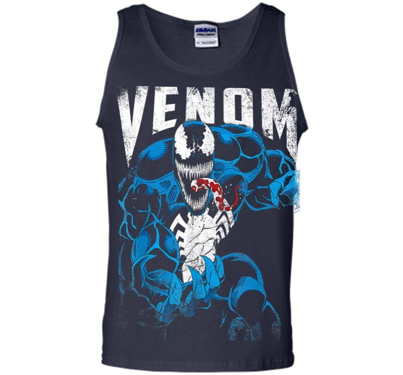 Inktee Store - Marvel Venom Bloody Tongue Out Distressed Men Tank Top Image