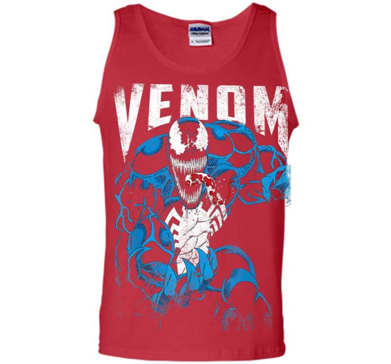 Inktee Store - Marvel Venom Bloody Tongue Out Distressed Men Tank Top Image
