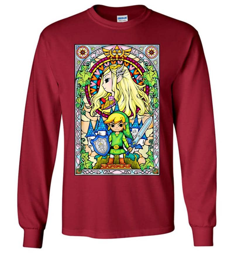 Inktee Store - Nintendo Zelda Link The Princess Stained Glass Long Sleeve T-Shirt Image
