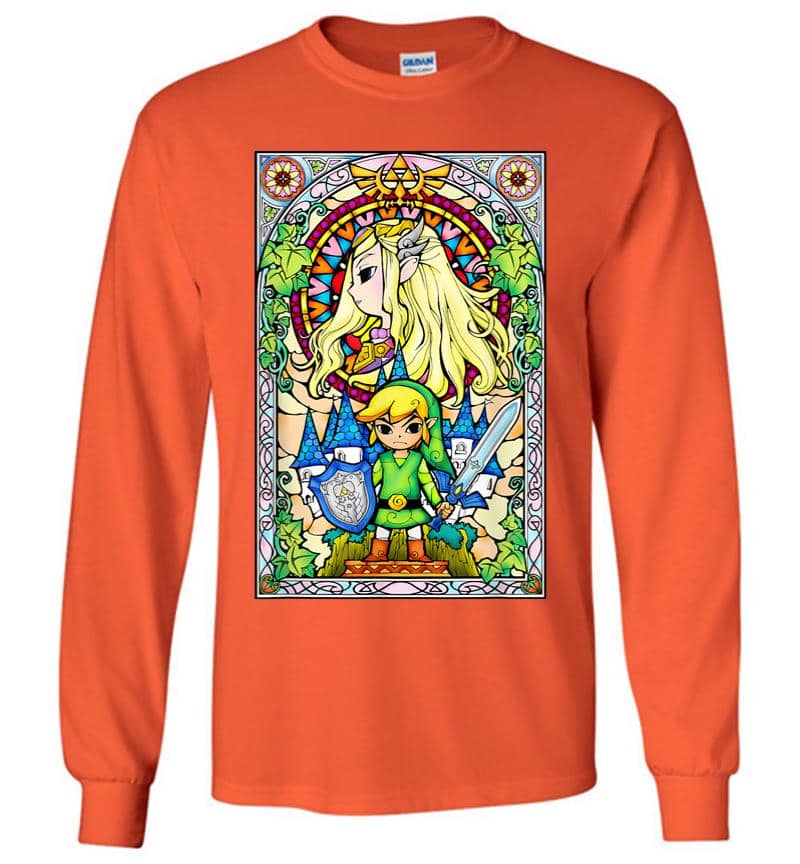 Inktee Store - Nintendo Zelda Link The Princess Stained Glass Long Sleeve T-Shirt Image