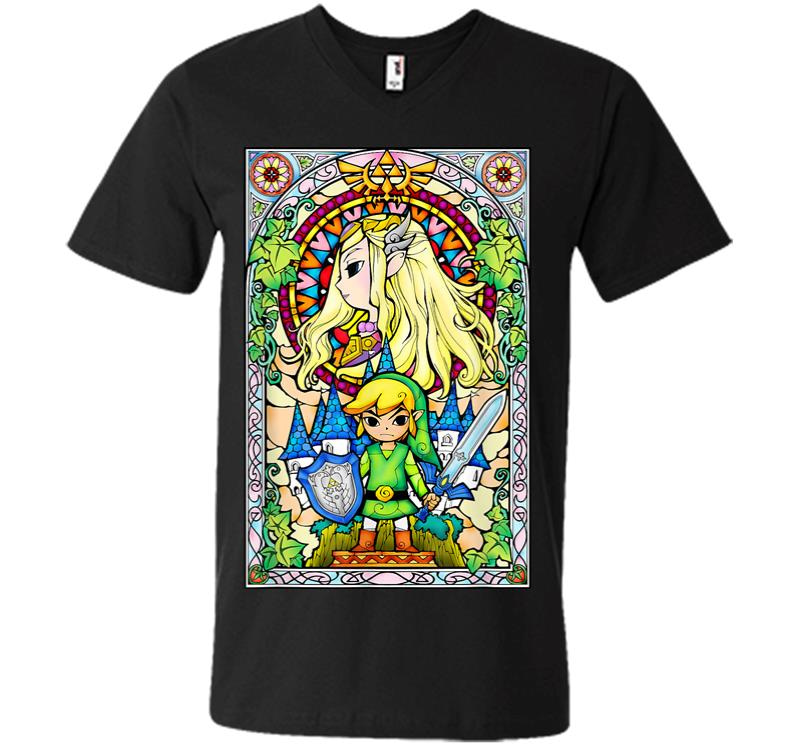 Nintendo Zelda Link The Princess Stained Glass V-Neck T-Shirt