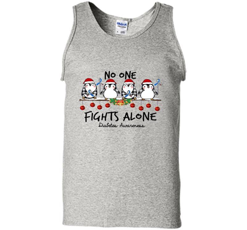 Penguin Santa No One Fights Alone Christmas Mens Tank Top