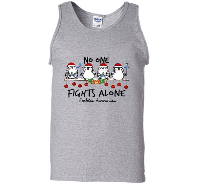 Inktee Store - Penguin Santa No One Fights Alone Christmas Mens Tank Top Image