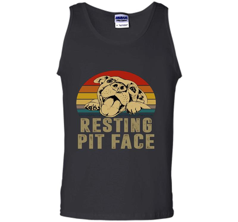 Inktee Store - Pit Bull Resting Pit Face Vintage Mens Tank Top Image