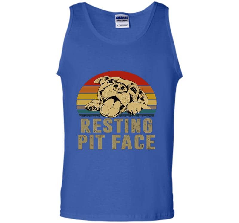 Inktee Store - Pit Bull Resting Pit Face Vintage Mens Tank Top Image