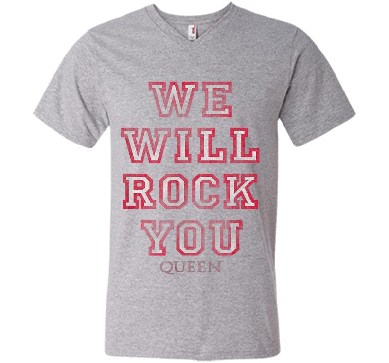 Inktee Store - Queen Official We Will Rock You Pink V-Neck T-Shirt Image
