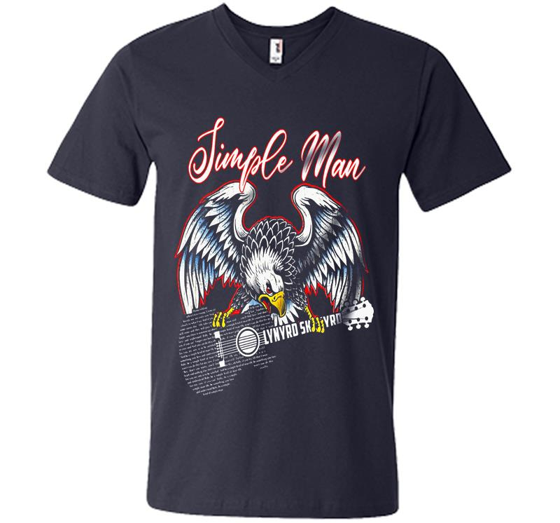 Inktee Store - Simple Man Love Lynyrd Skynyrd Rock Band Guitar V-Neck T-Shirt Image