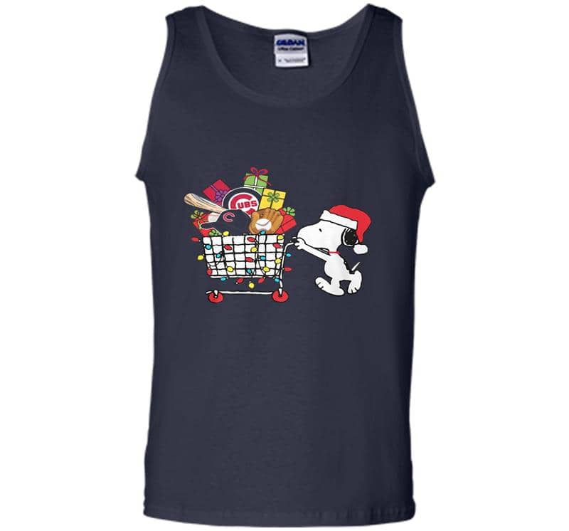 Inktee Store - Snoopy Chicago Cubs Cart Full Of Christmas Light Mens Tank Top Image