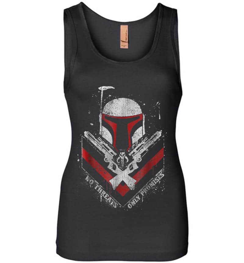 Star Wars Boba Fett No Threats Only Promises Graphic Womens Jersey Tank Top