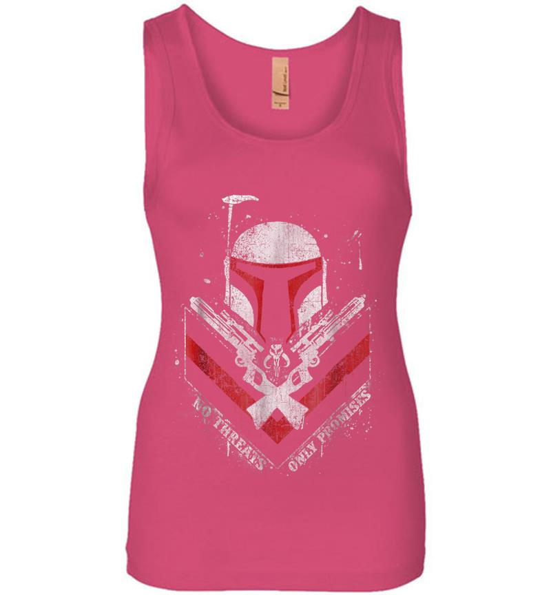 Inktee Store - Star Wars Boba Fett No Threats Only Promises Graphic Womens Jersey Tank Top Image