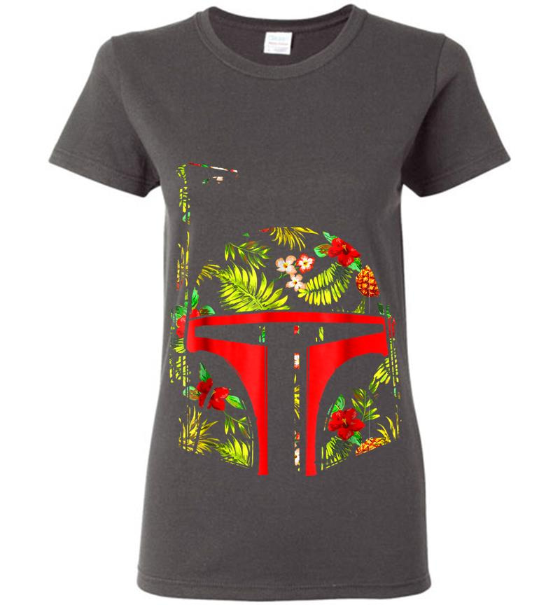Inktee Store - Star Wars Boba Fett Tropical Print Helmet Graphic Womens T-Shirt Image