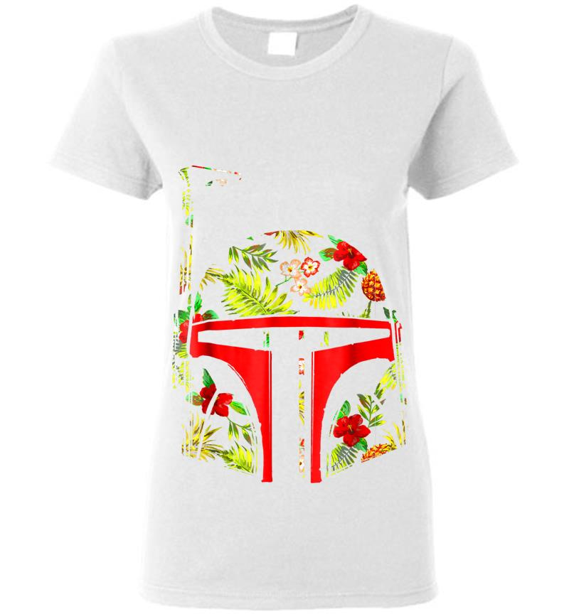 Inktee Store - Star Wars Boba Fett Tropical Print Helmet Graphic Womens T-Shirt Image