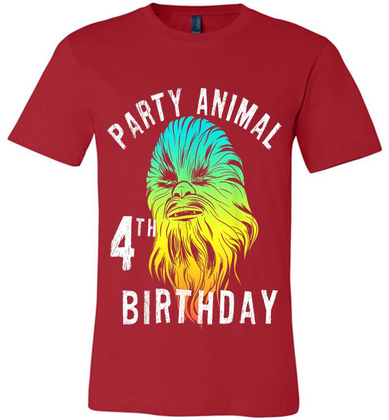 Inktee Store - Star Wars Chewie Party Animal 4Th Birthday Colorful Portrait Premium T-Shirt Image