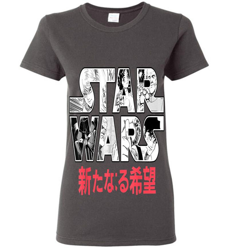 Inktee Store - Star Wars Comic Logo Kanji Typeface Graphic Womens T-Shirt Image