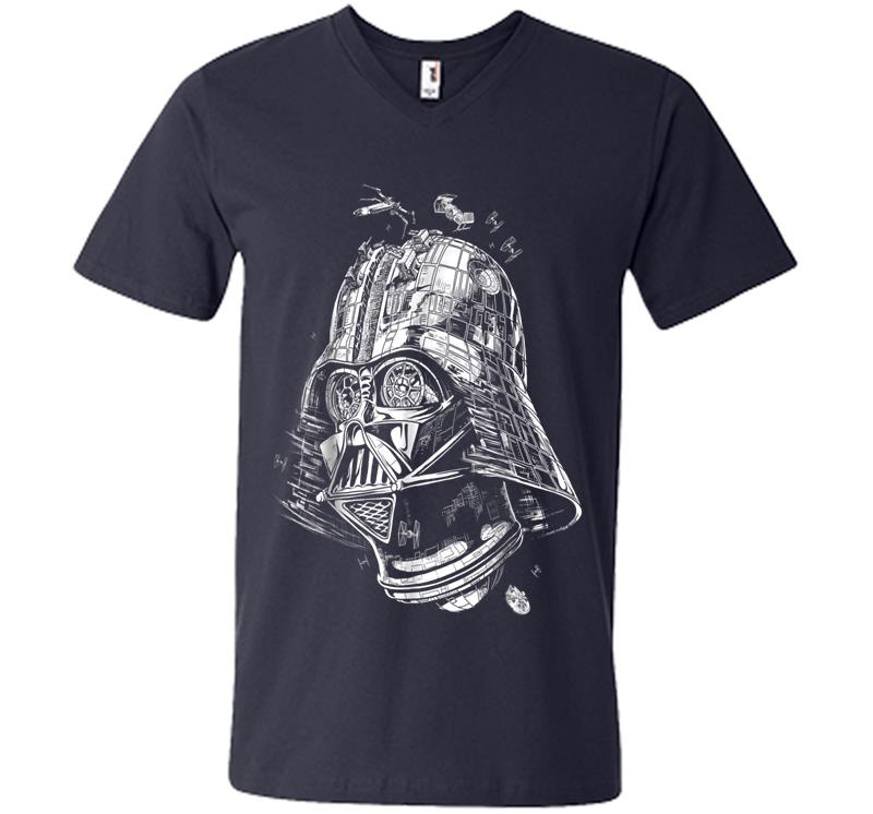 Inktee Store - Star Wars Darth Vader As The Death Star Graphic V-Neck T-Shirt Image