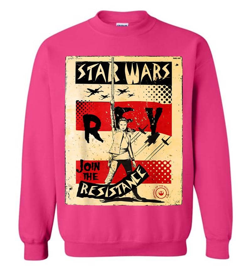 Inktee Store - Star Wars Last Jedi Rey Vintage Propaganda Graphic Sweatshirt Image