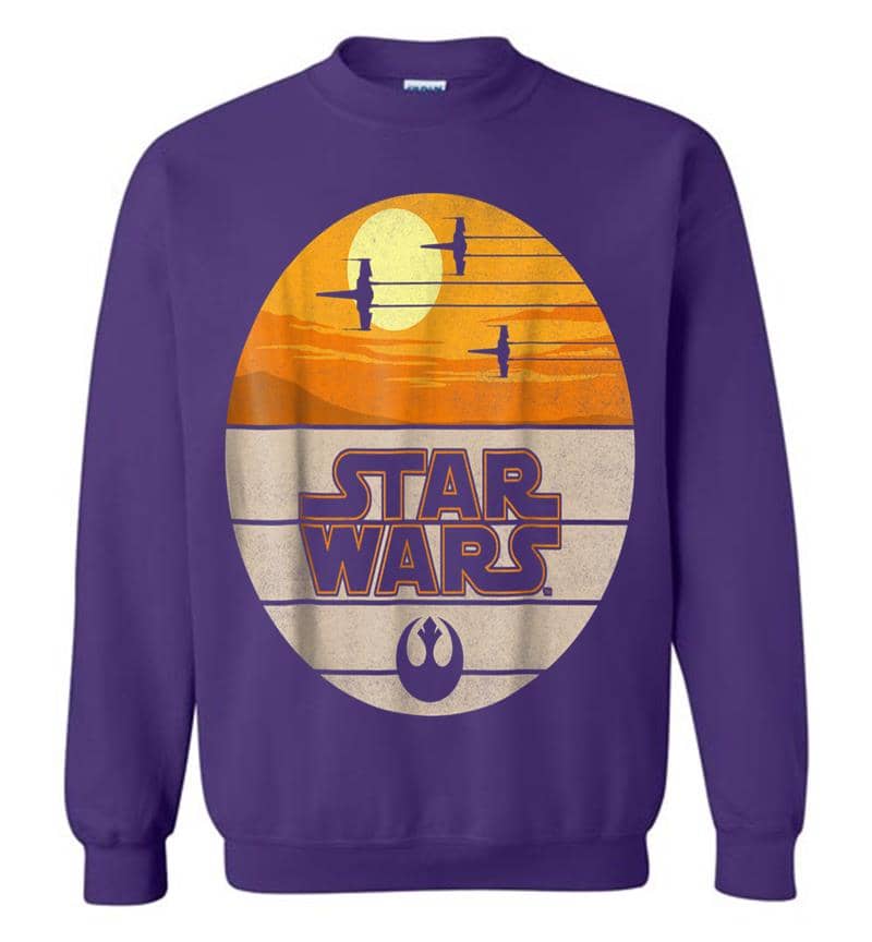 Inktee Store - Star Wars Last Jedi X-Wing Sunset Vintage Graphic Sweatshirt Image