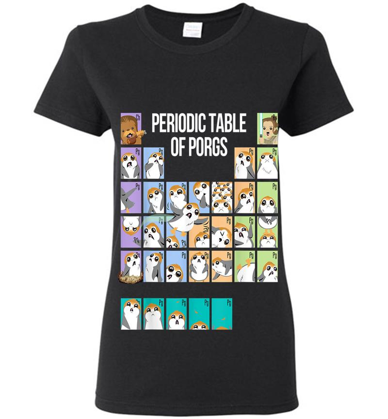 Star Wars Periodic Table Of Porgs Cute Group Shot Womens T-Shirt