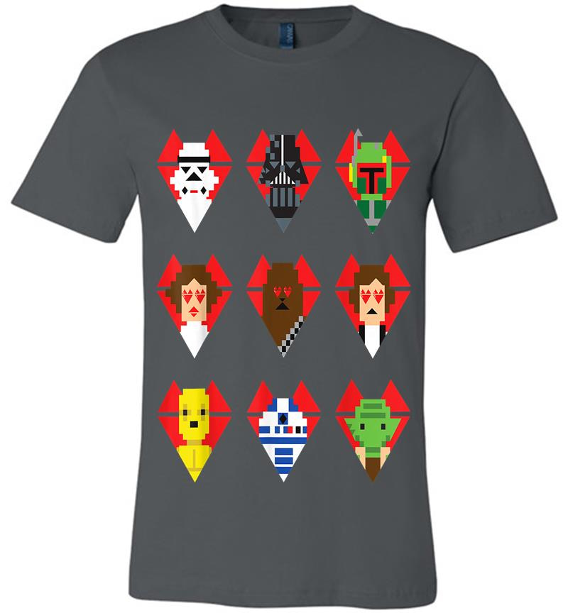 Star Wars Pixel Hearts Line-Up Valentine'S Graphic Premium T-Shirt