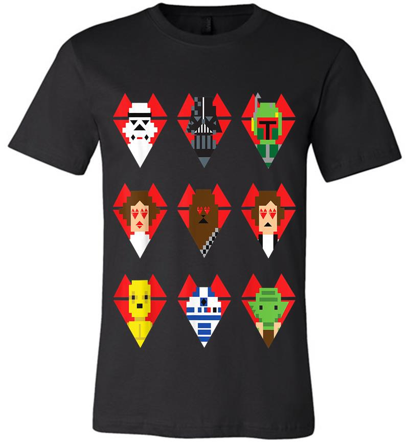 Inktee Store - Star Wars Pixel Hearts Line-Up Valentine'S Graphic Premium T-Shirt Image