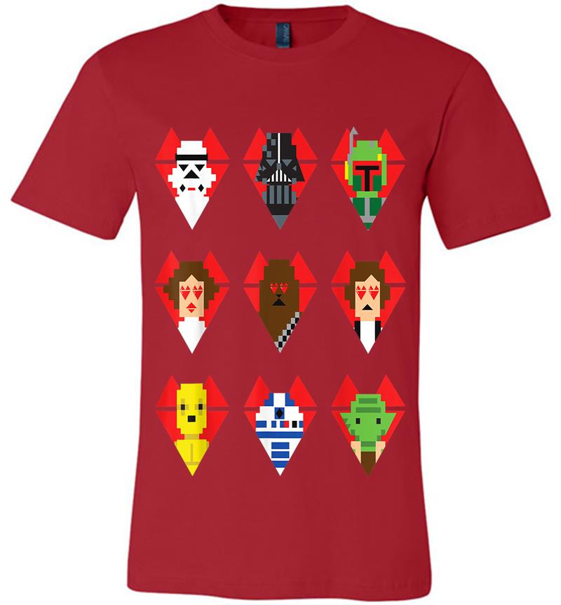 Inktee Store - Star Wars Pixel Hearts Line-Up Valentine'S Graphic Premium T-Shirt Image