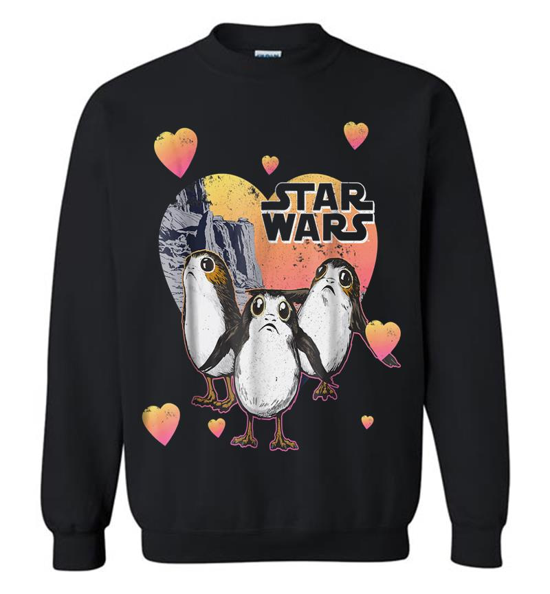 Star Wars Porg Hearts Group Shot Valentine Graphic Sweatshirt