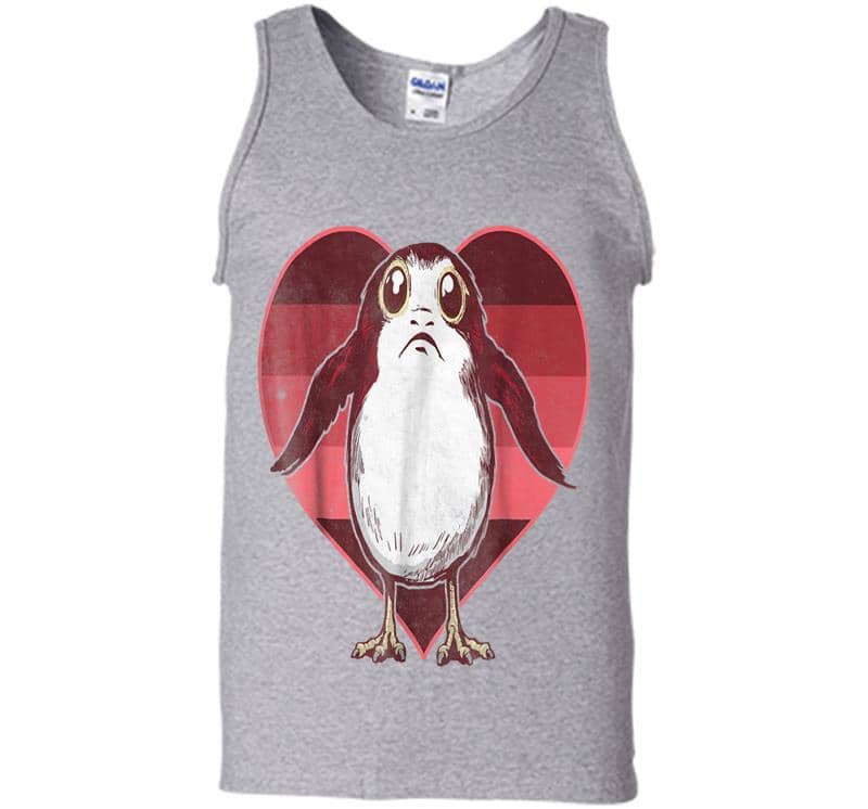 Inktee Store - Star Wars Porg In Heart Red Pink Fade Valentine Mens Tank Top Image