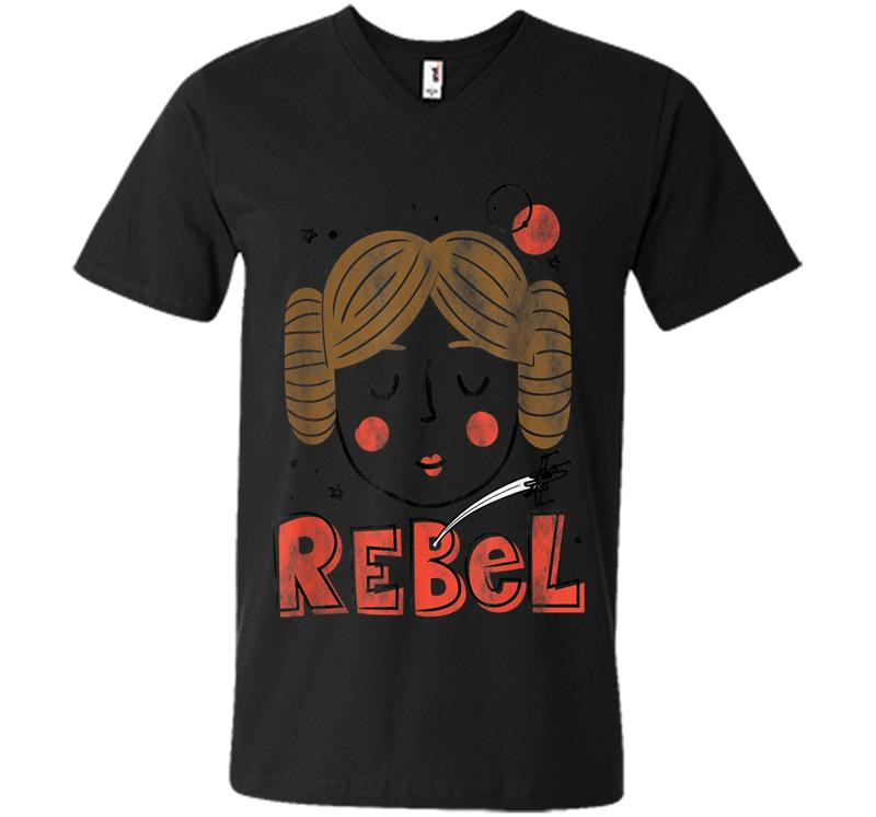 Star Wars Princess Leia Rebel Doodle Drawing V-Neck T-Shirt