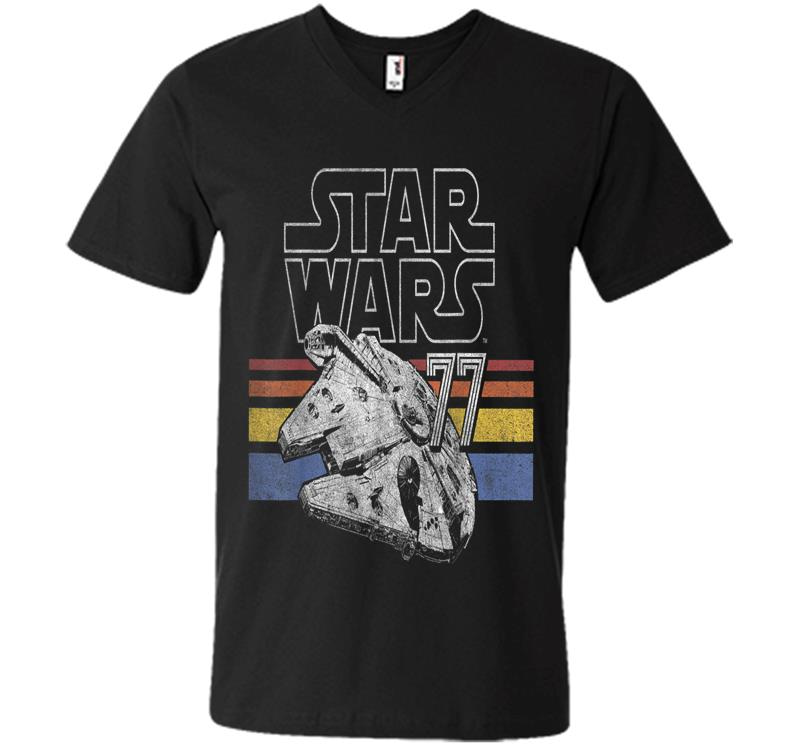 Star Wars Retro Falcon Stripes V-Neck T-Shirt