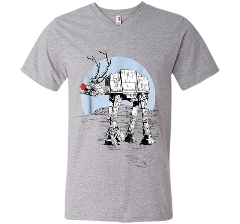 Inktee Store - Star Wars Rudolph Atat Walker Christmas Graphic V-Neck T-Shirt Image