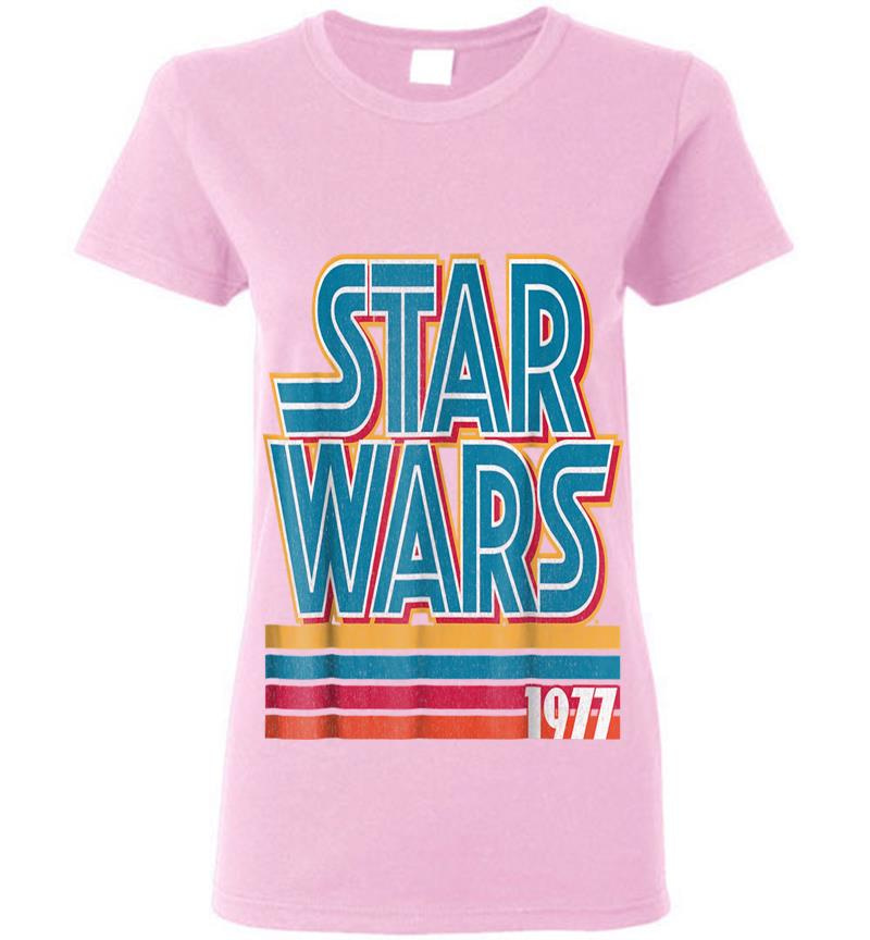 Inktee Store - Star Wars Super Retro Striped Logo 1977 Graphic Womens T-Shirt Image
