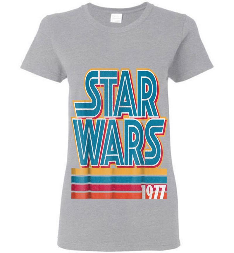 Inktee Store - Star Wars Super Retro Striped Logo 1977 Graphic Womens T-Shirt Image