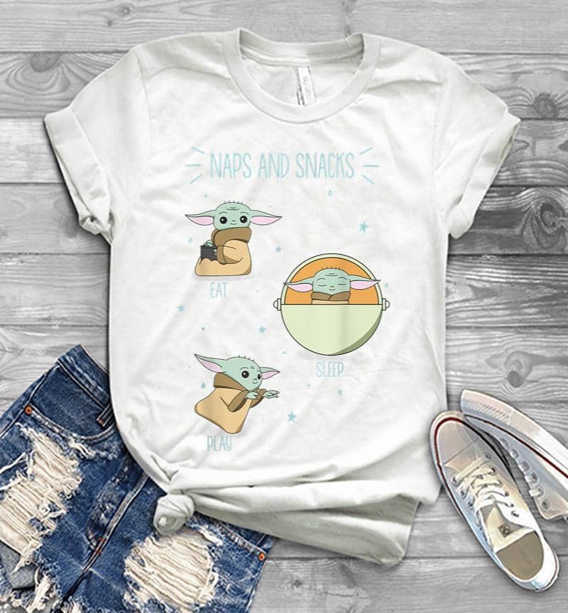 Inktee Store - Star Wars The Mandalorian The Child Naps And Snacks Doodles Men T-Shirt Image